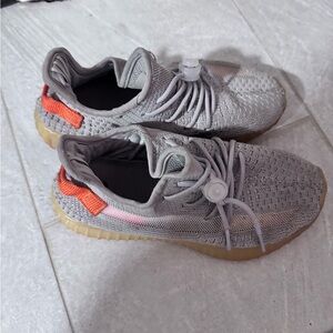 Gray and Orange Knit Sneakers